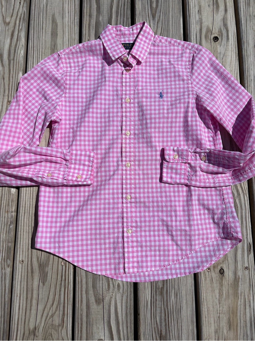 Polo Ralph Lauren Pink Gingham Button Down Shirt Size Medium Preppy Pony Classic